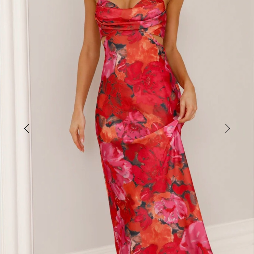 Hello Molly Red and Pink Floral Maxi Dress